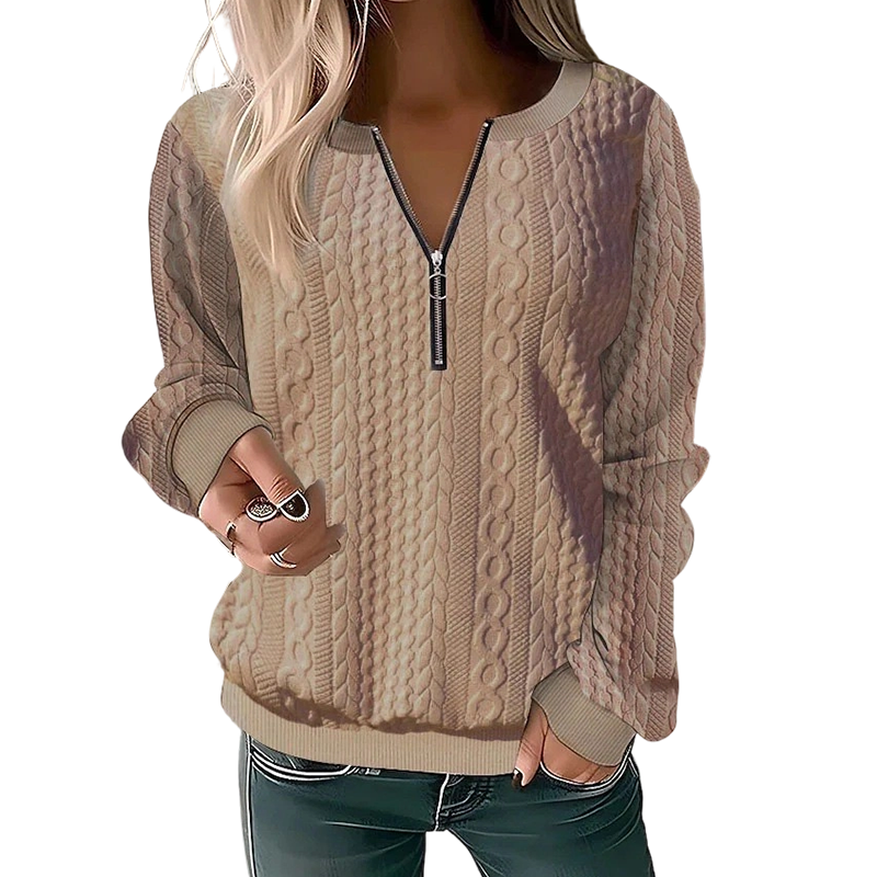 Women's Half-Zip Cable Knit Sweater