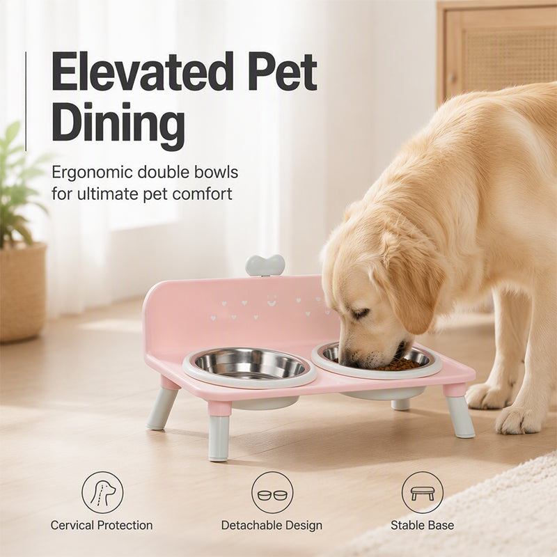 Elevated Pet Bowls โ Detachable & Double-Bowl Design