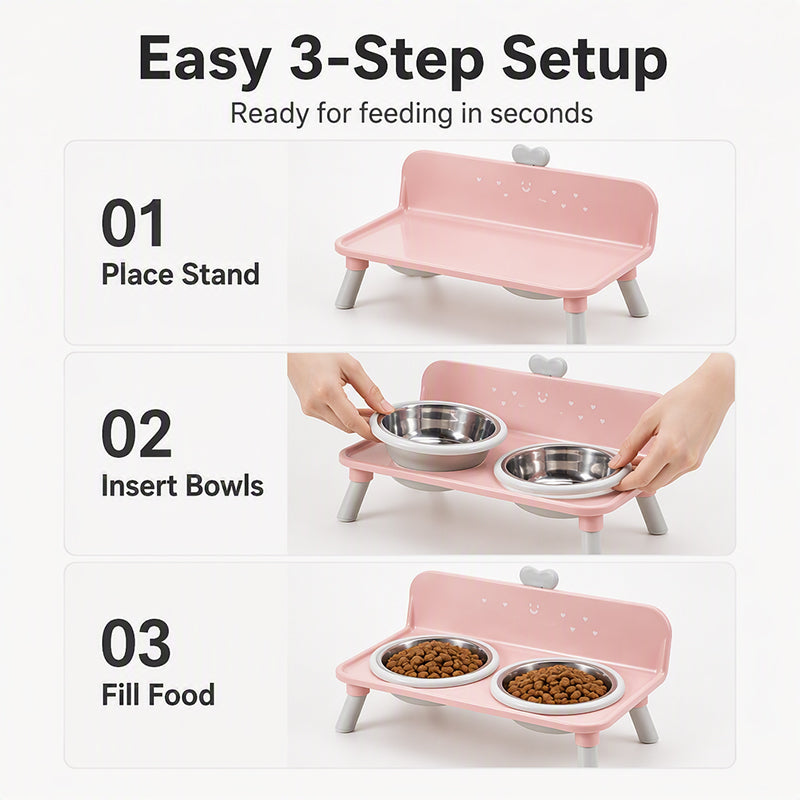 Elevated Pet Bowls โ Detachable & Double-Bowl Design