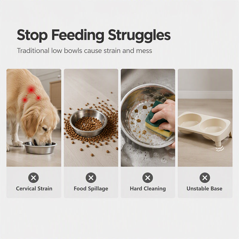 Elevated Pet Bowls โ Detachable & Double-Bowl Design