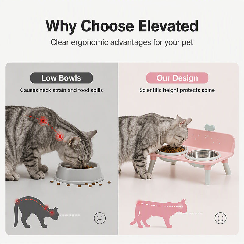 Elevated Pet Bowls โ Detachable & Double-Bowl Design