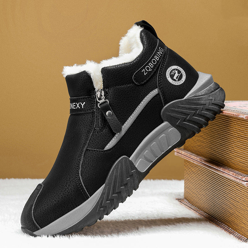 Men's Fleece-Lined Leather High-Tops | Warm Side-Zip Winter Boots – Non-Slip Grip for Cold Weather