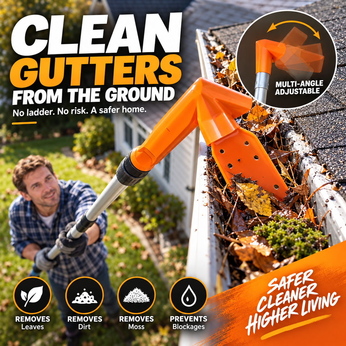 Gutter Cleaning Tool, Clean Easily Without a Ladder