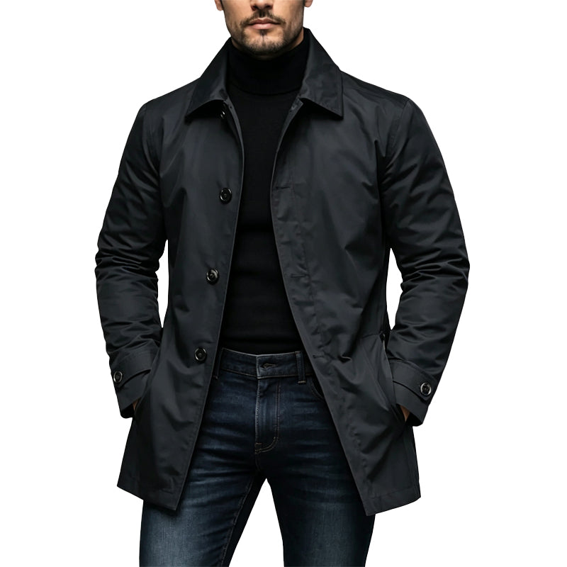 Mid-Length Waterproof Trench Coat for Men