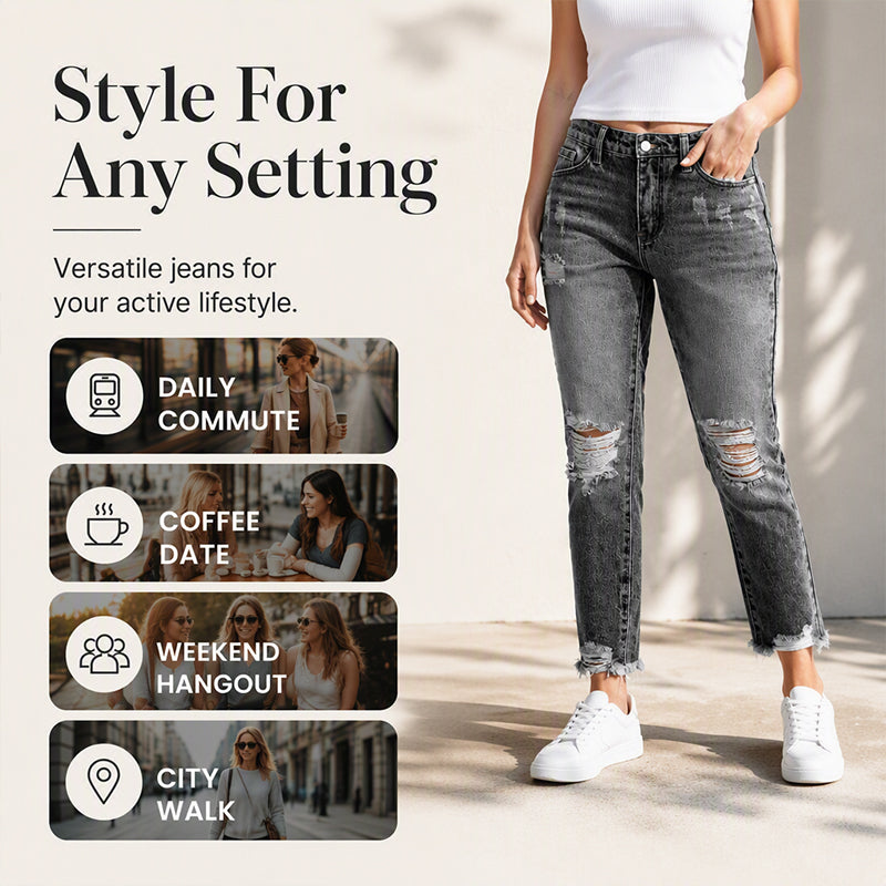 Women's Distressed Ripped Jeans