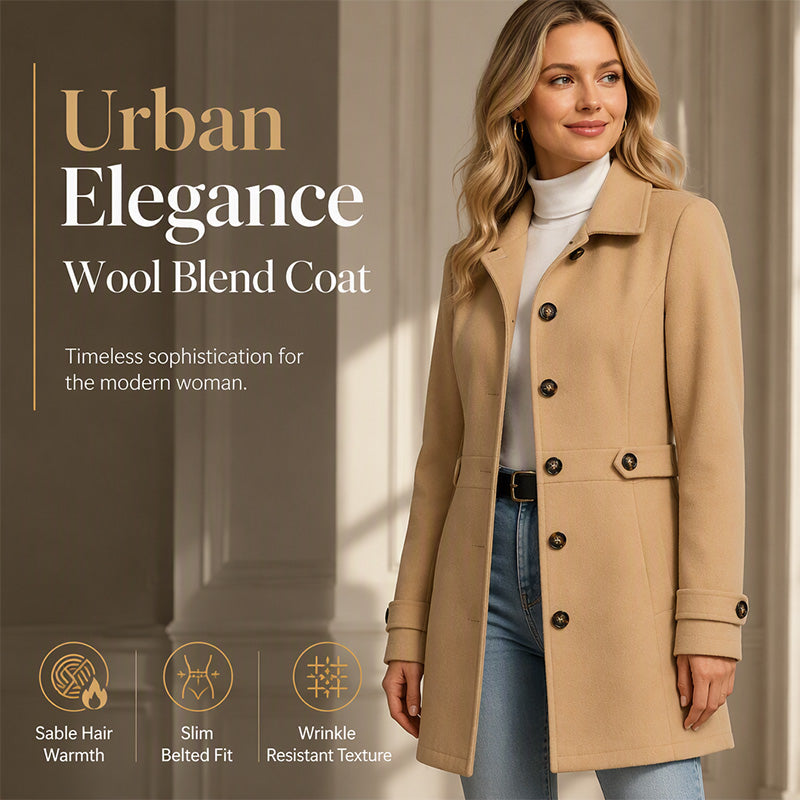 Women's Belted Single-Breasted Slim Coat