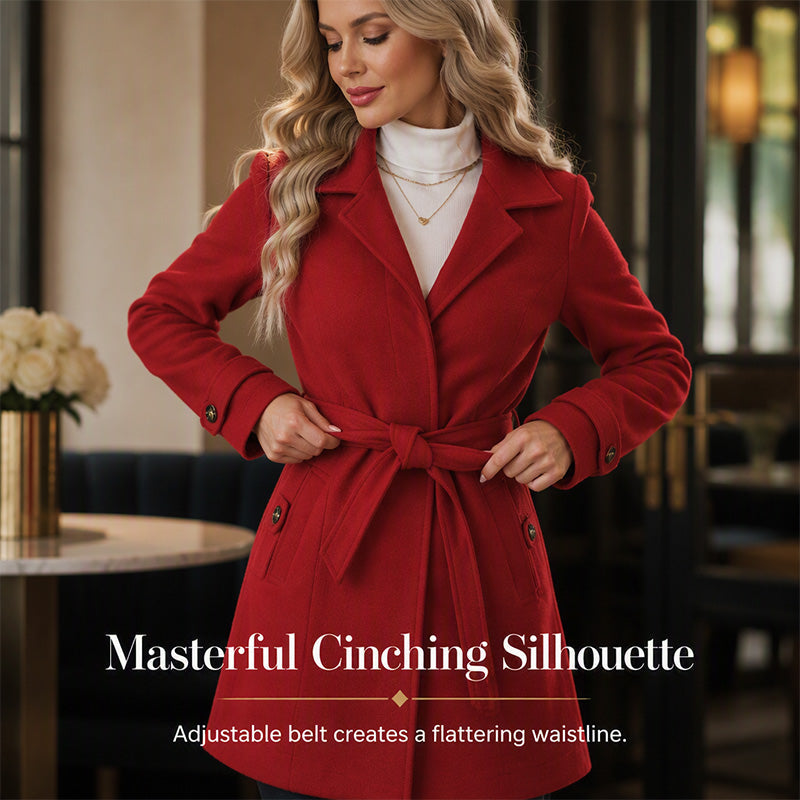 Women's Belted Single-Breasted Slim Coat