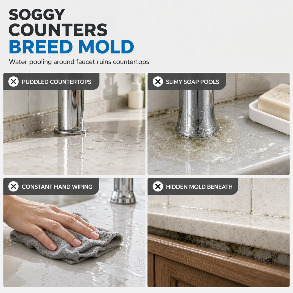 Silicone Splash Guard Mat for Sink and Faucet – Sloped Drainage Mat for Kitchen