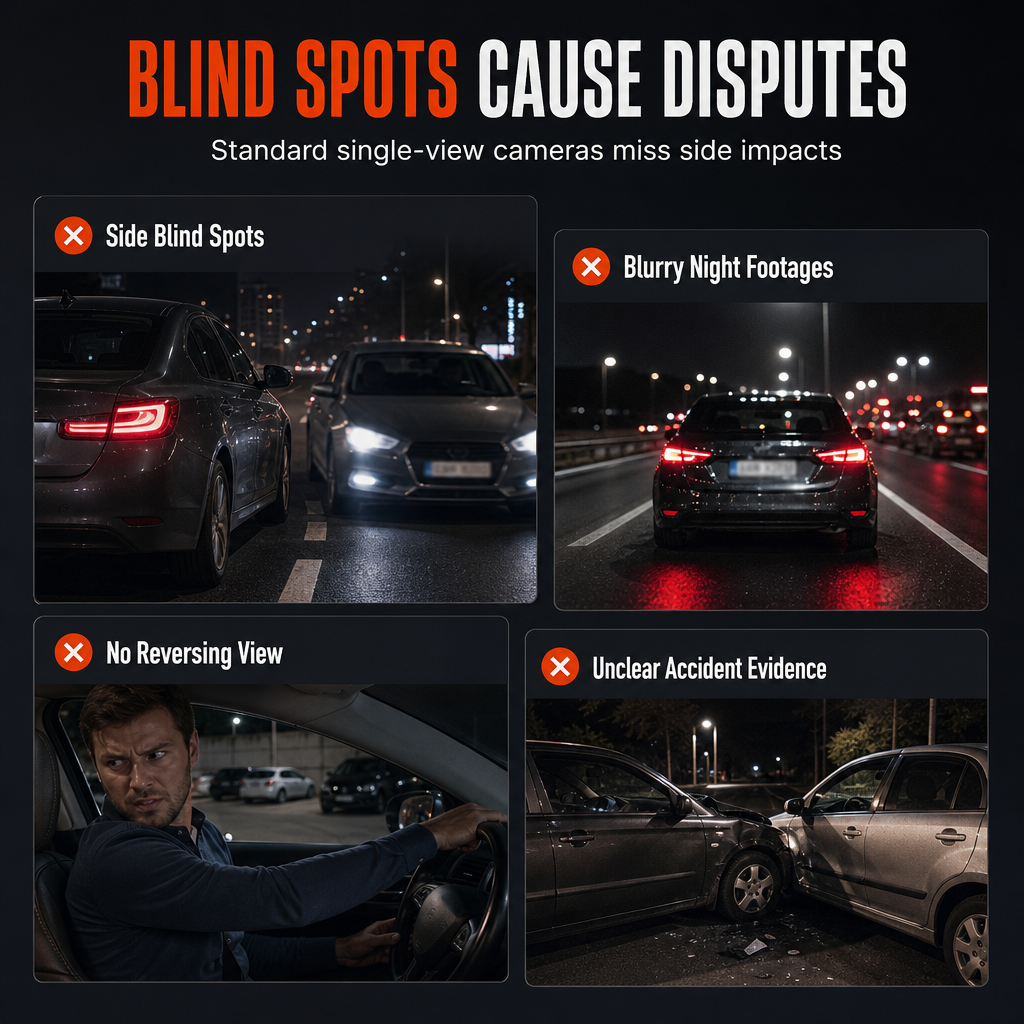 F100 4-Lens Dash Cam β 1080P HD, Infrared Night Vision, GPS Sync Recording