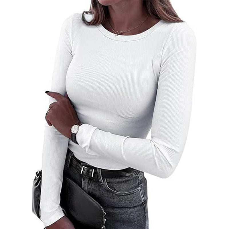 Ribbed Texture, Easy Everyday Fit Women's Classic Crew-Neck Knit Top