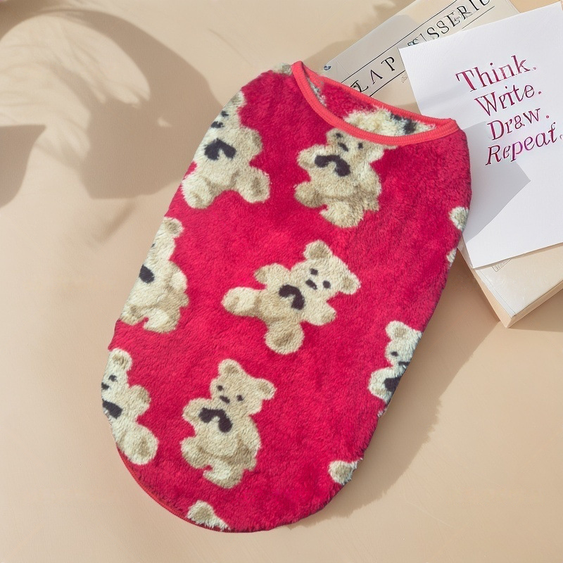Cute Plush-Lined Pet Vest – Warm, Stretchy, Bear Pattern
