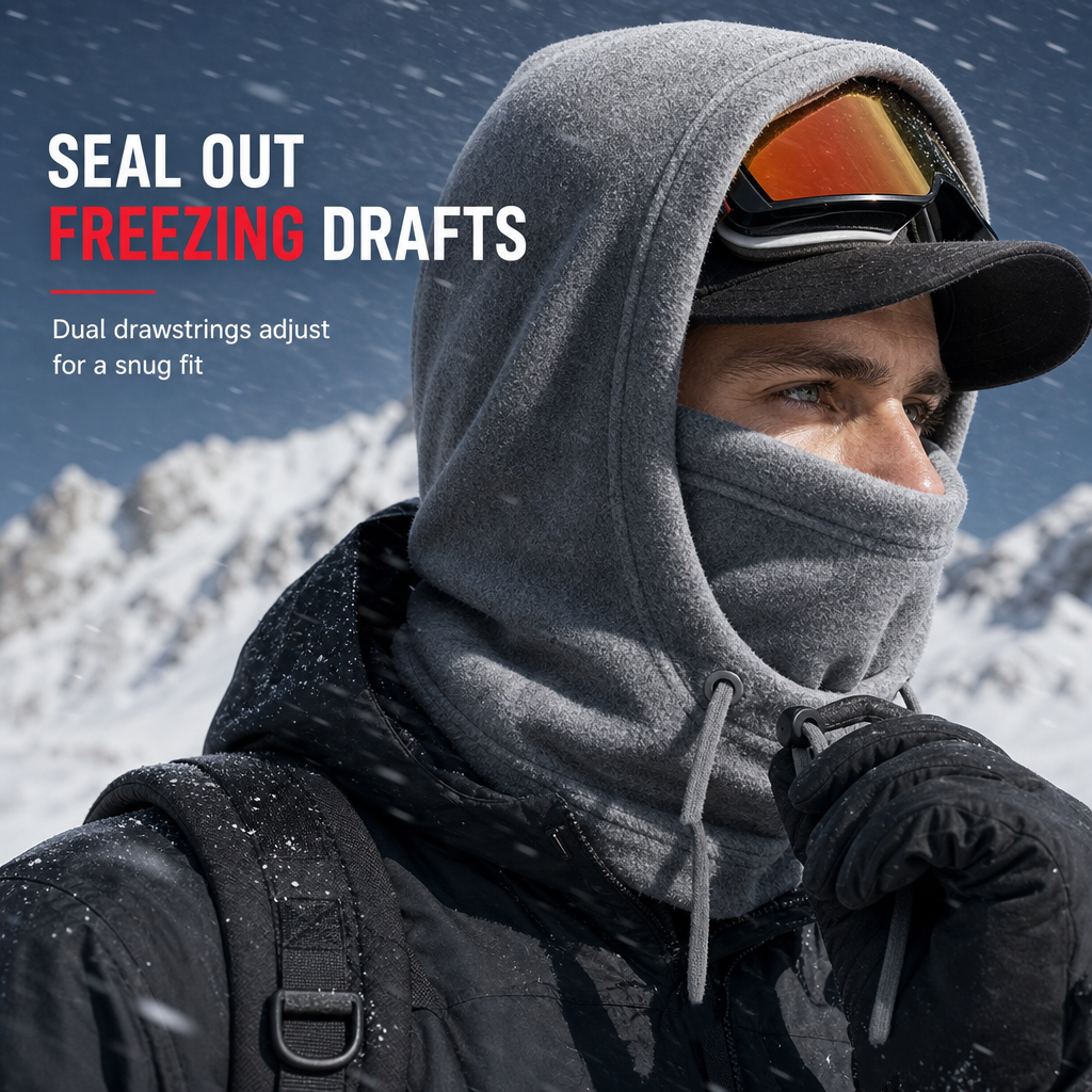 Fleece-Lined 3-in-1 Winter Balaclava – Warm, Windproof and Adjustable Face, Ear and Neck Protection
