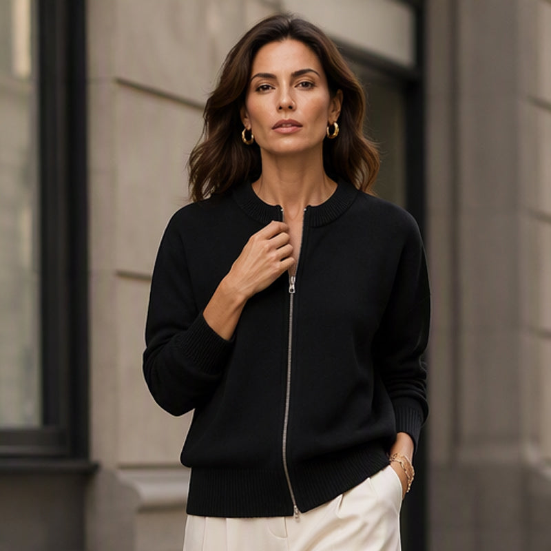 Women's Casual Zip-Up Knit Jacket