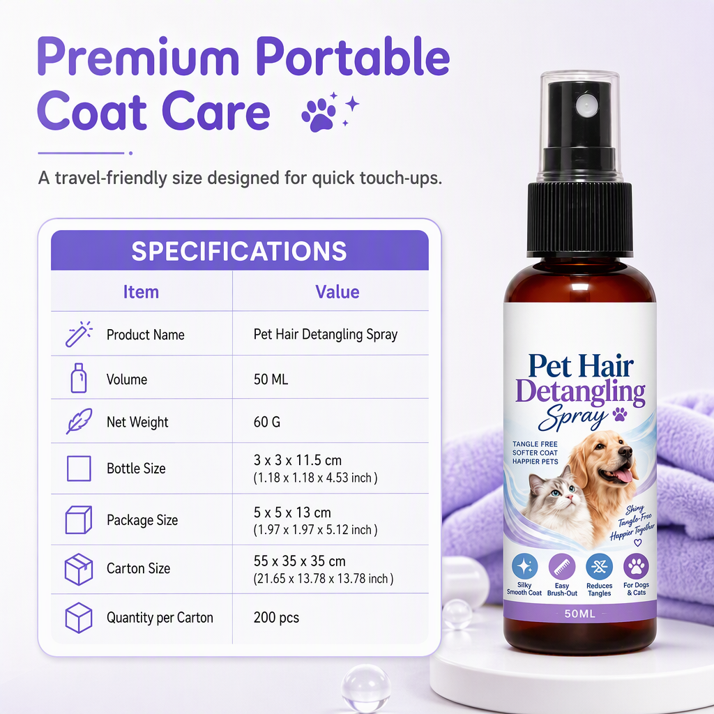 Pet Detangling Spray, Dissolves Matted Fur