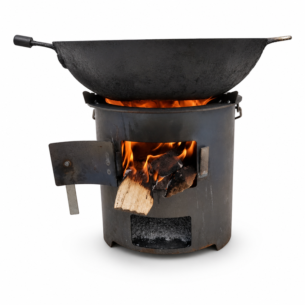 Heavy-Duty Portable Wood & Charcoal Camping Stove β High-Efficiency Bottom Draft Airflow for Smoke-Reduced Combustion, Thickened Anti-Warp Carbon Steel & Versatile 3-in-1 Boil Grill Simmer β Dual-Fuel