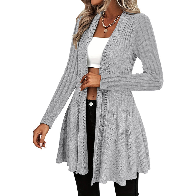 Elegant Open Front Cardigan with Knit Texture – Soft, Comfortable and Versatile Style for All Occasions
