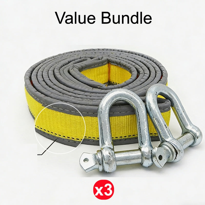 8-Ton Tow Rope with U-Shackle Hooks – Heavy-Duty, Reflective & 4 Metres Long, Be Ready for Roadside Recovery