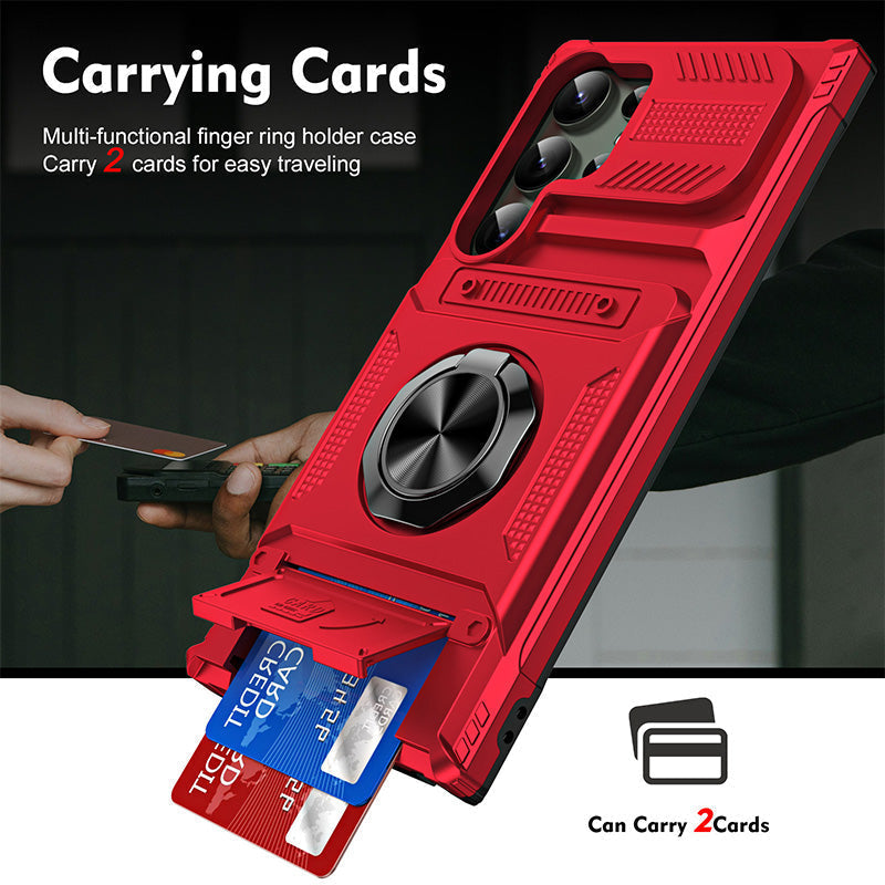 Samsung Case with Card Holder & Magnetic Ring Stand