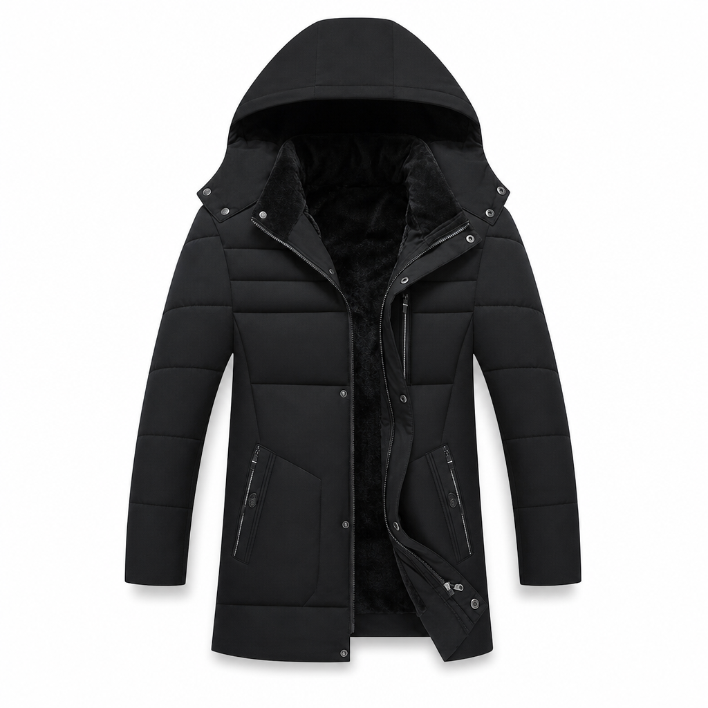 Mid-Length Winter Jacket with Padded and Thicker Cotton for Business and Casual Wear, for Middle-Aged Men