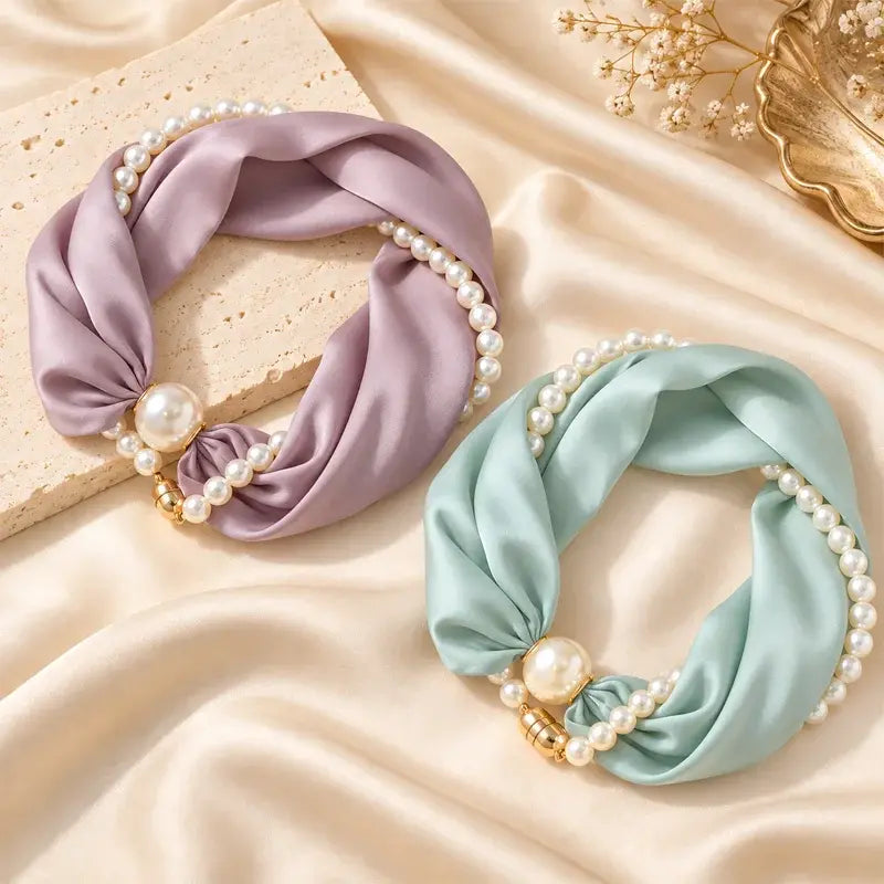 Pearl Necklace and Magnetic Scarf
