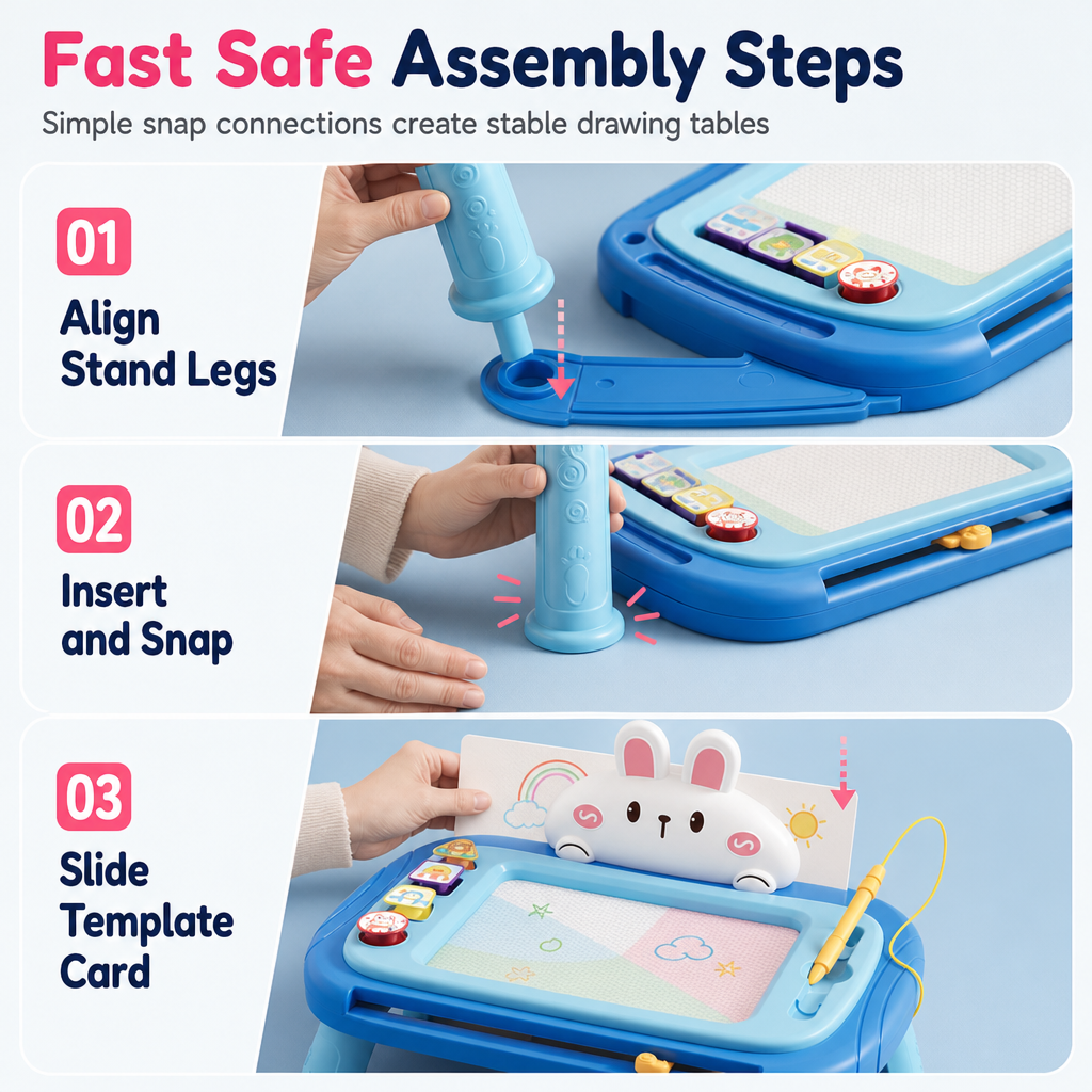 Magnetic Drawing Board for Kids – Colorful, Erasable Drawing Tablet with Pen and 4 Stamps