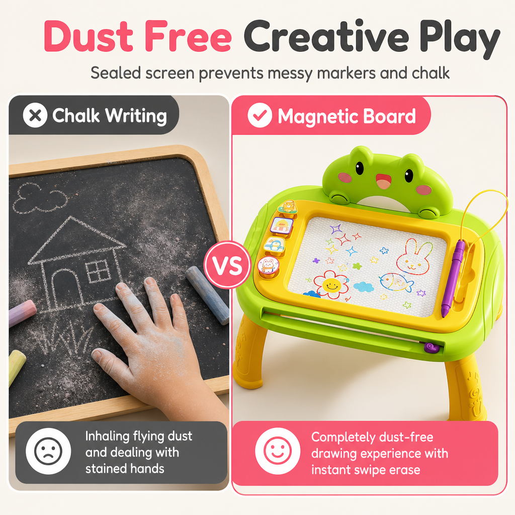 Magnetic Drawing Board for Kids – Colorful, Erasable Drawing Tablet with Pen and 4 Stamps