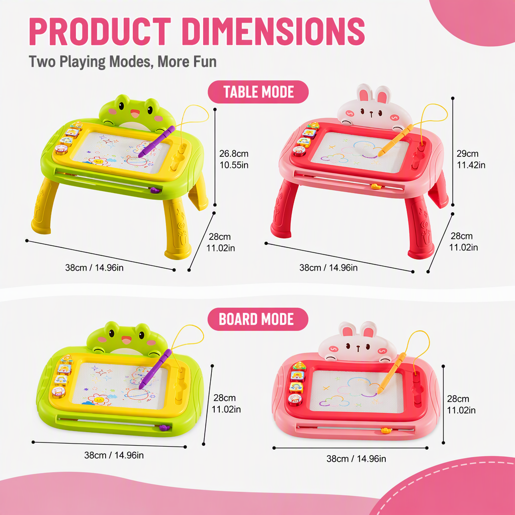 Magnetic Drawing Board for Kids – Colorful, Erasable Drawing Tablet with Pen and 4 Stamps