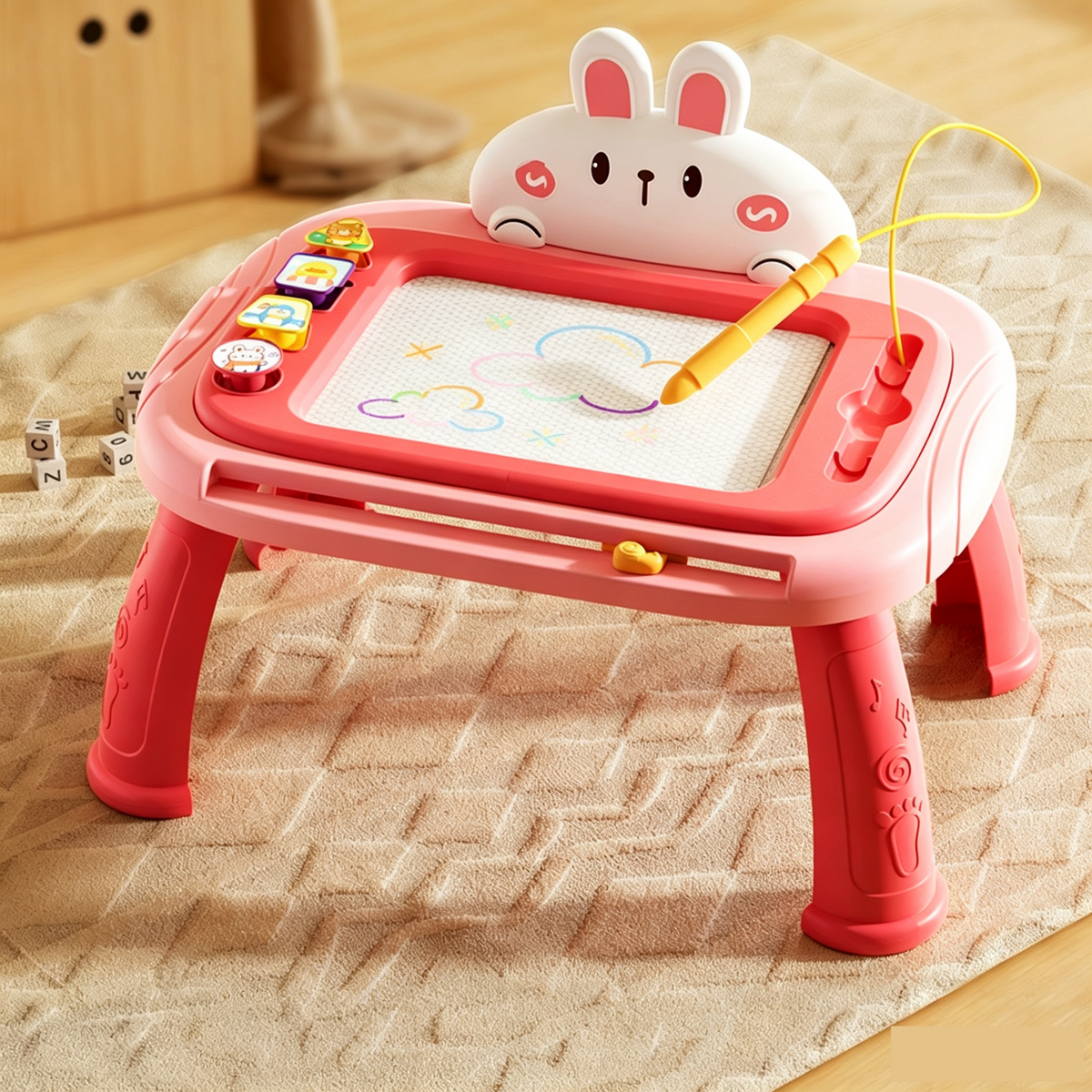 Magnetic Drawing Board for Kids – Colorful, Erasable Drawing Tablet with Pen and 4 Stamps