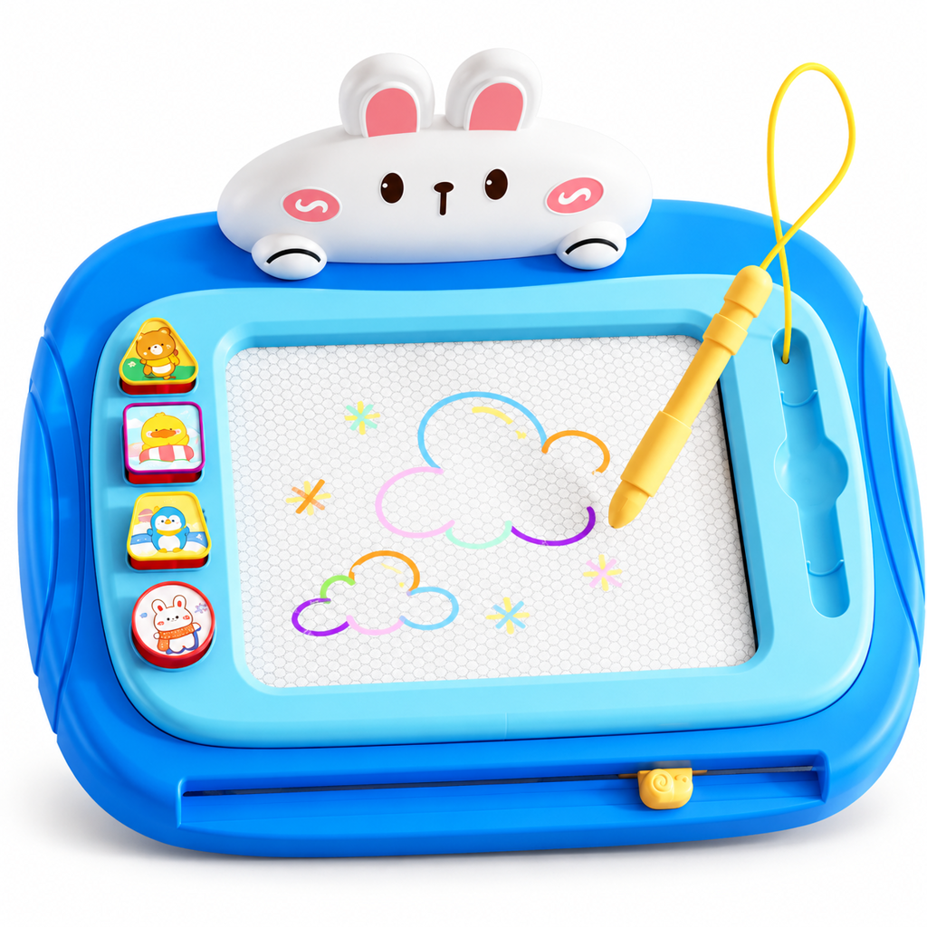 Magnetic Drawing Board for Kids – Colorful, Erasable Drawing Tablet with Pen and 4 Stamps