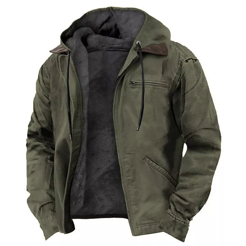 Men's Plush-Lined Hooded Work Jacket