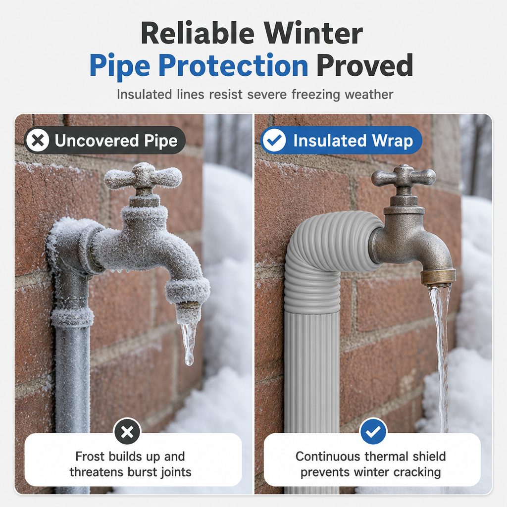 Self-Adhesive Insulation Pipe, Protects Water Pipes Against Freezing Outdoors