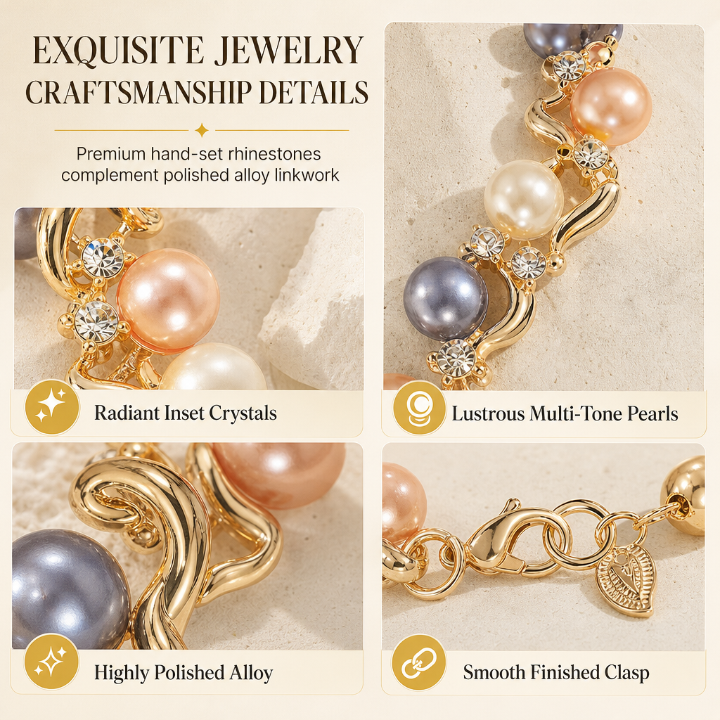 Vintage Floral Jewelry Set β Pearl Crystal Accent, Elegant, Long-Lasting Shine