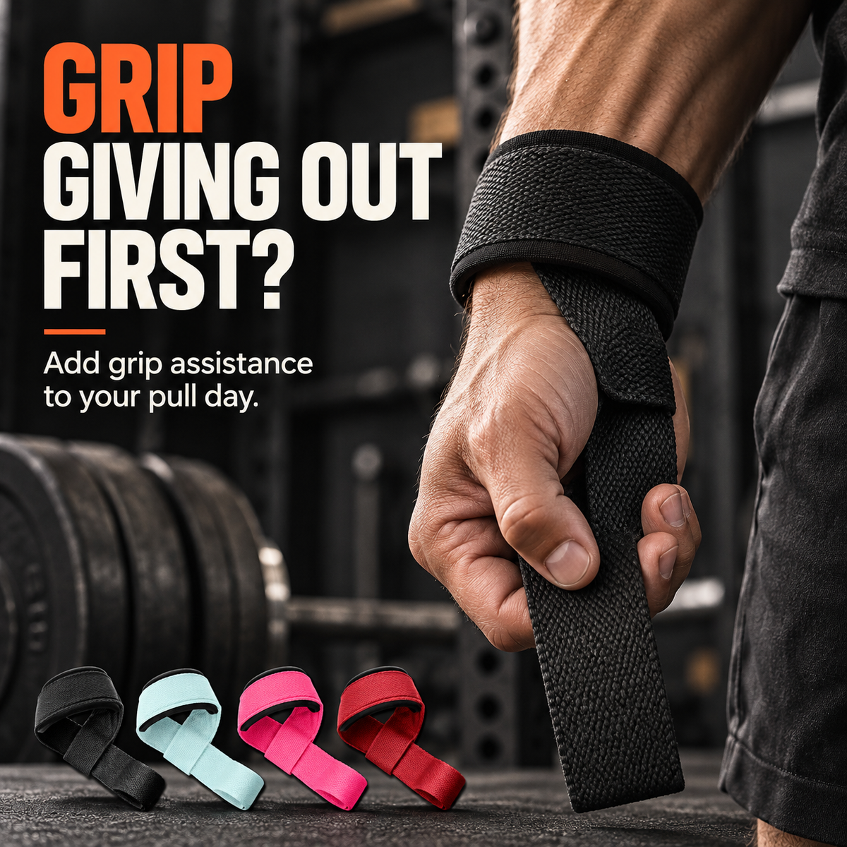 Self-Curling Lifting Straps β Padded Wrist Loops, 1 Pair