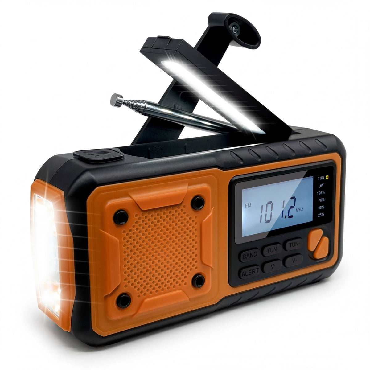 4000mAh Emergency Solar Radio with Hand Crank β AM/FM Weather Radio, LED Reading Light & Phone Charger
