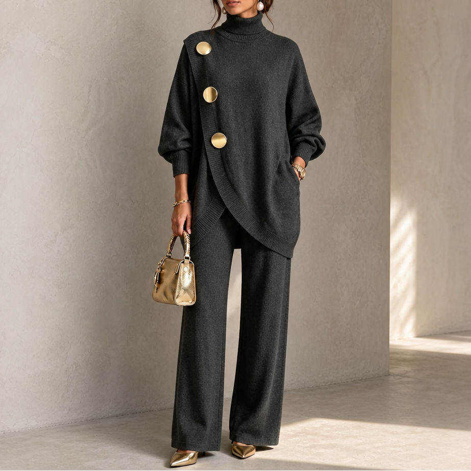 Turtleneck Sweater and Wide-Leg Pants Set