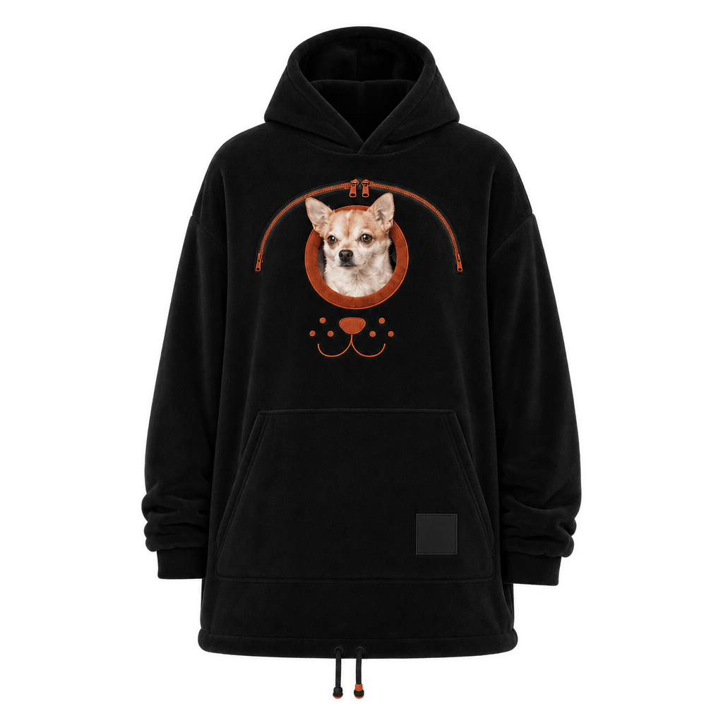 Oversized Sherpa Hoodie with Pet Carrier Pocket