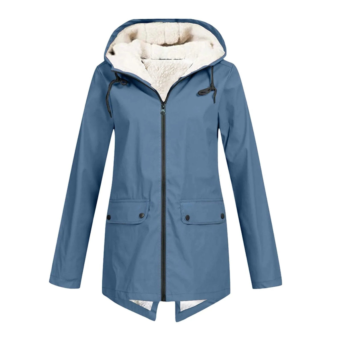 Water-Repellent Women's Jacket with Hood and Sherpa Lining