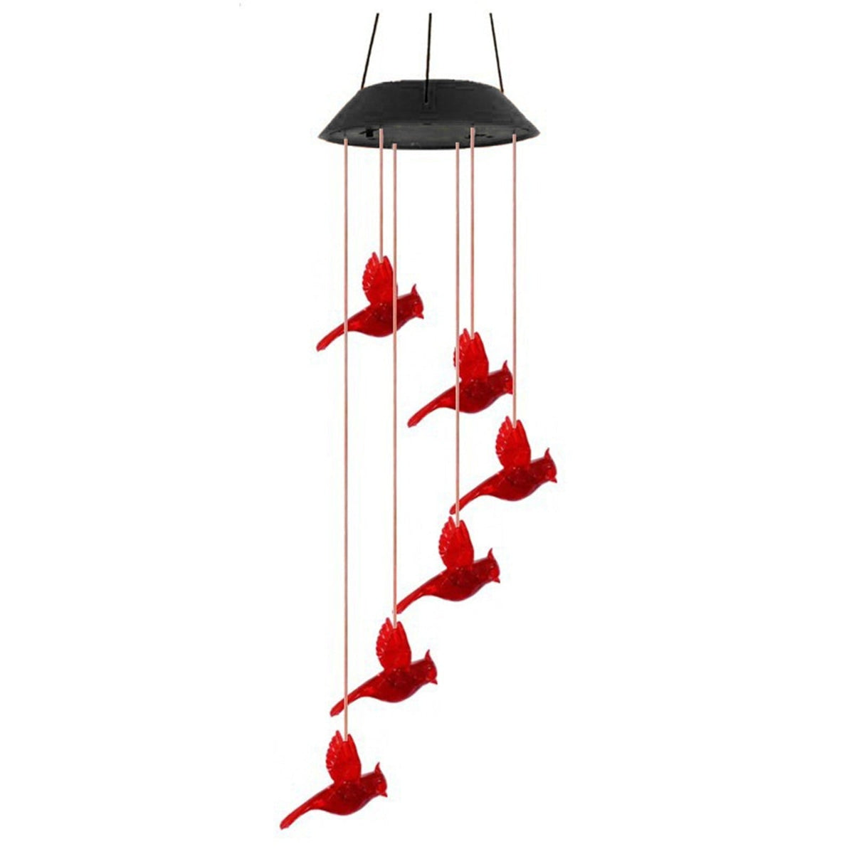 Solar Cardinal Wind Chime with Color Changing LED Lights, 29 Inch