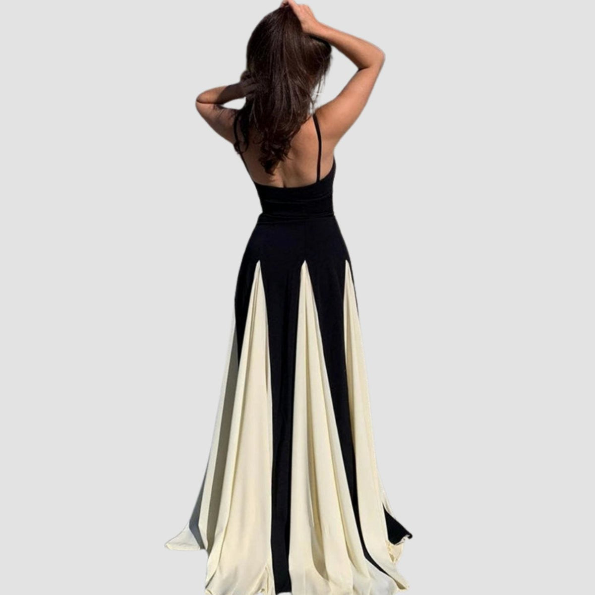 Women's Formal Maxi Gown Sweetheart Two-Tone Flared Skirt