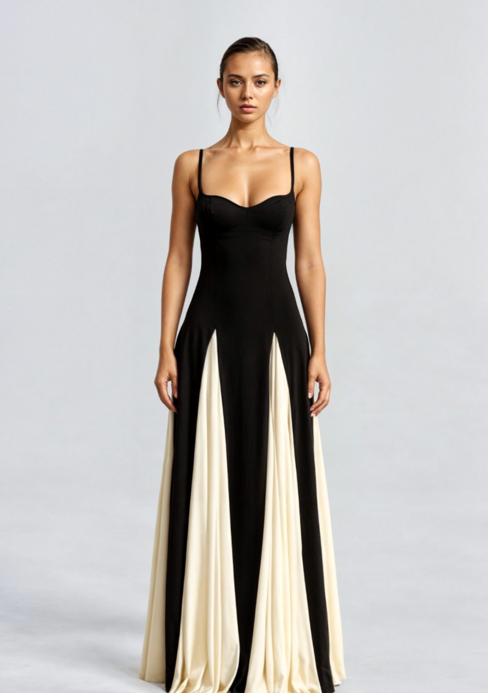Women's Formal Maxi Gown Sweetheart Two-Tone Flared Skirt