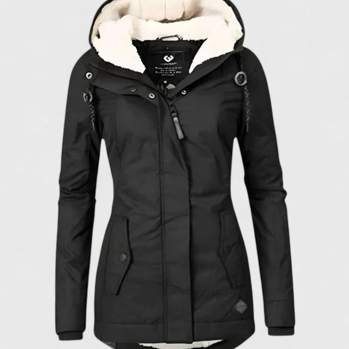 Women's Hooded Winter Coat with Fleece Lining and Zip-Up Front