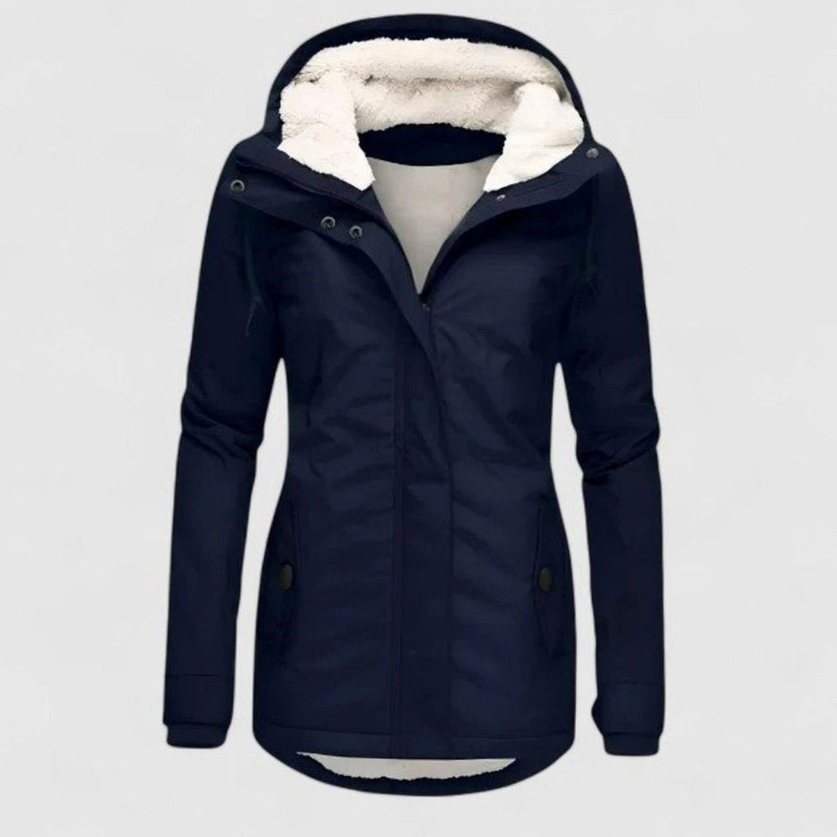 Women's Hooded Winter Coat with Fleece Lining and Zip-Up Front