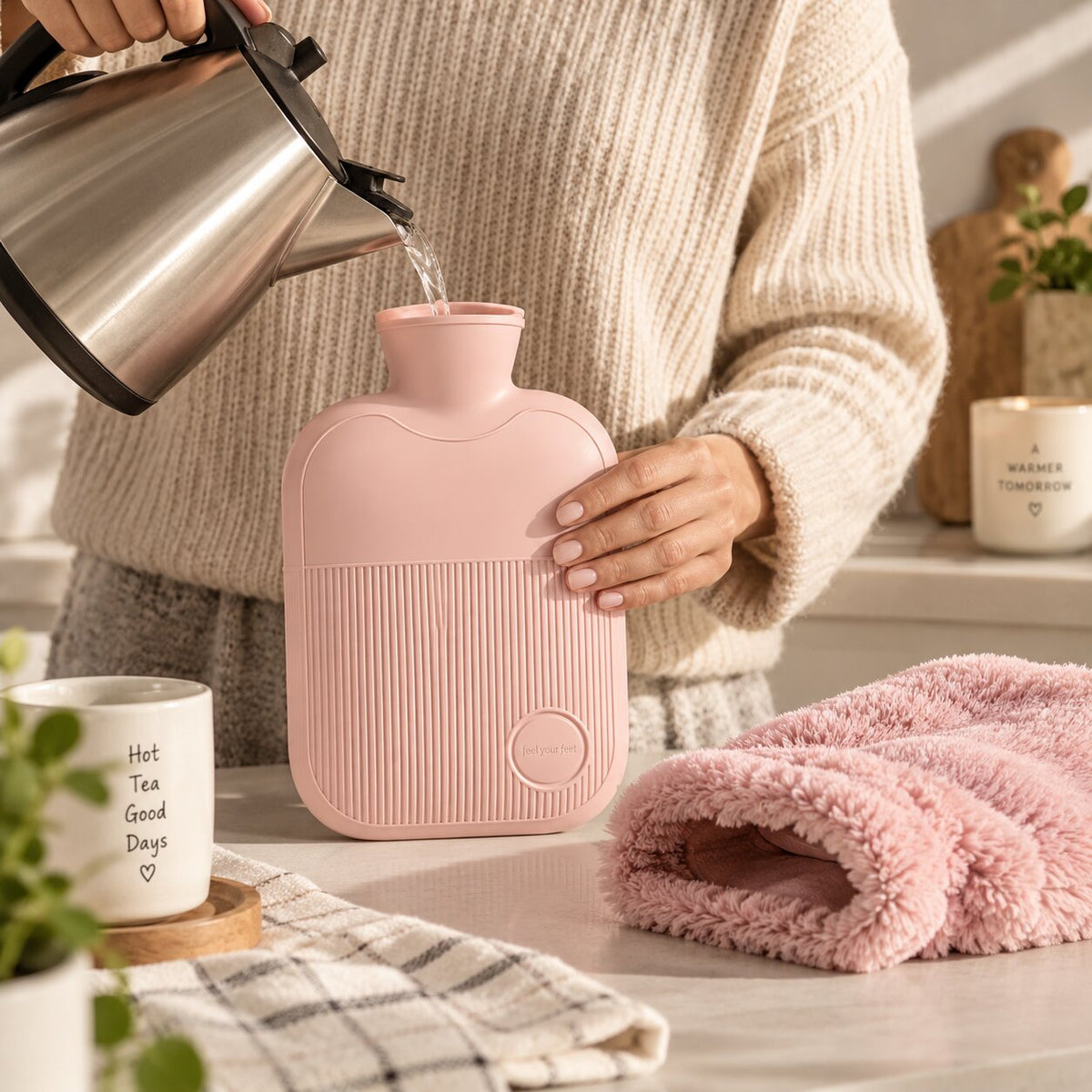 Hot Water Bottle with Soft Fabric Cover