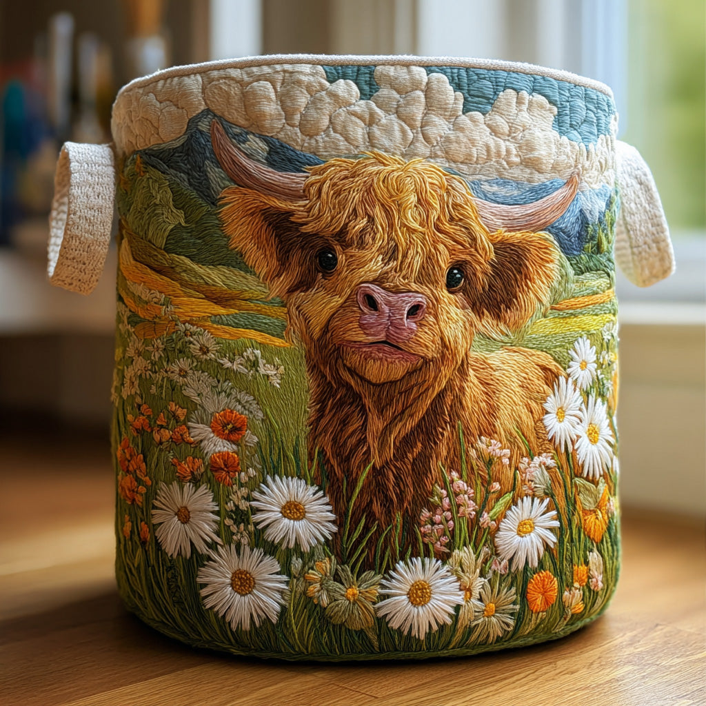Quilted Animal-Print Foldable Storage Basket
