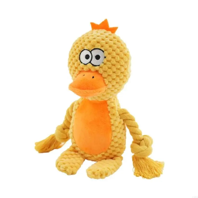Plush Dog Toy with Cotton Rope - Squeaker & Dental Care