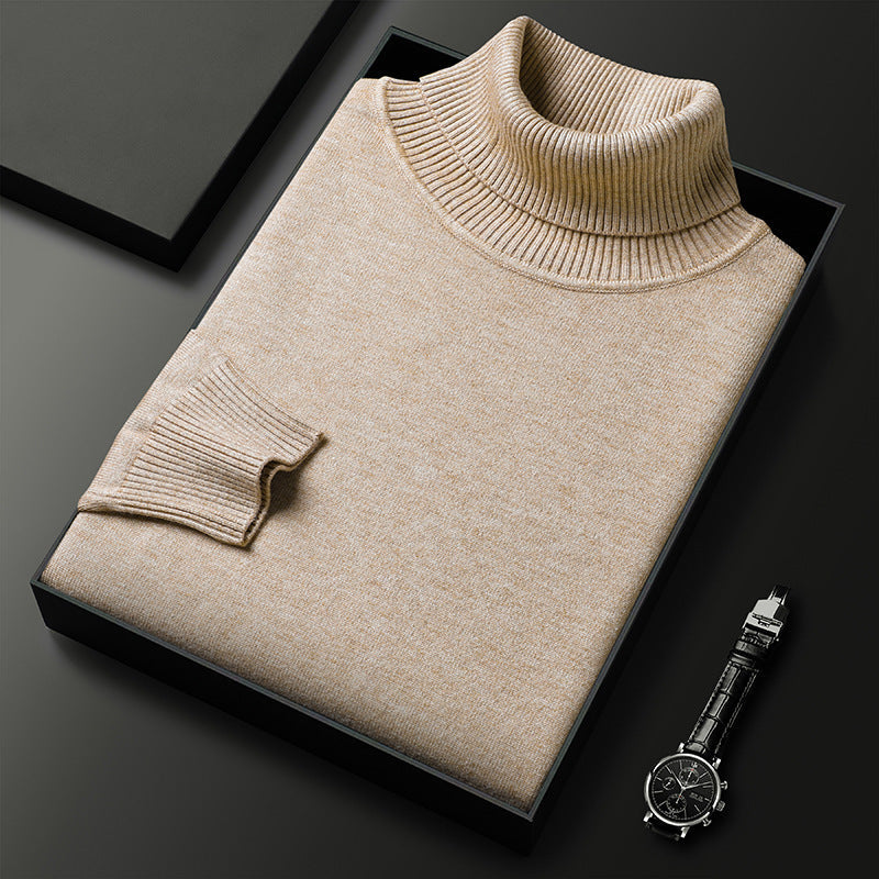 Men's Cashmere Blend Turtleneck Sweater Refined Ribbed Finish