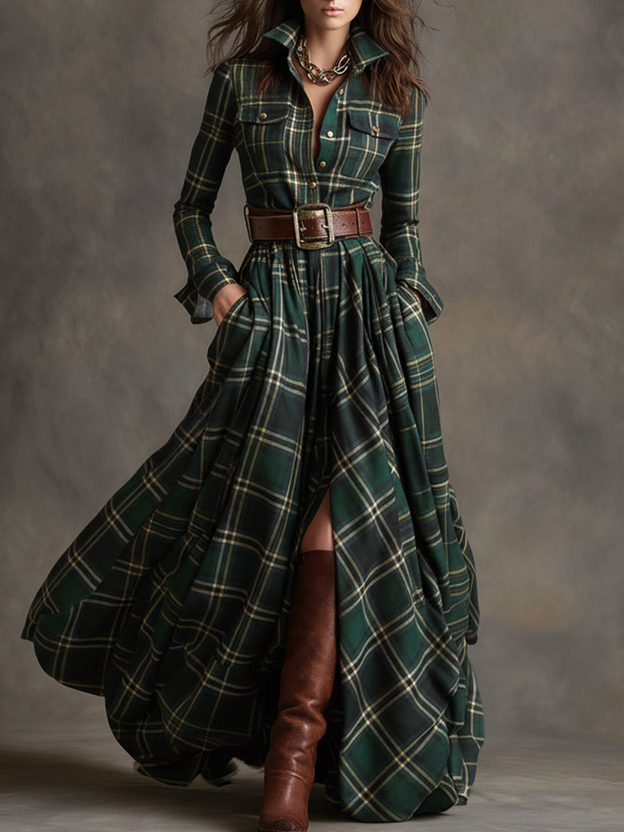 Classic Plaid Shirt Dress