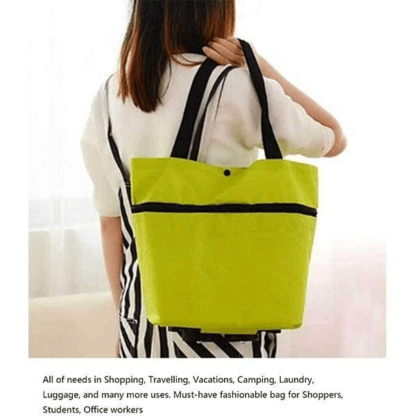 2-in-1 Shopping Bag Foldable Trolley Bag