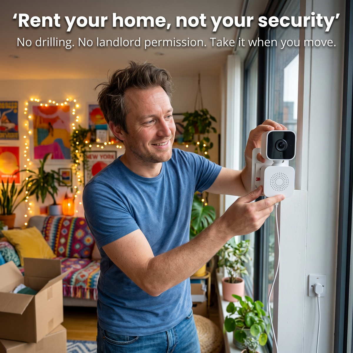 Indoor Window Security Camera — See Your Doorstep, No Subscription, No Drilling
