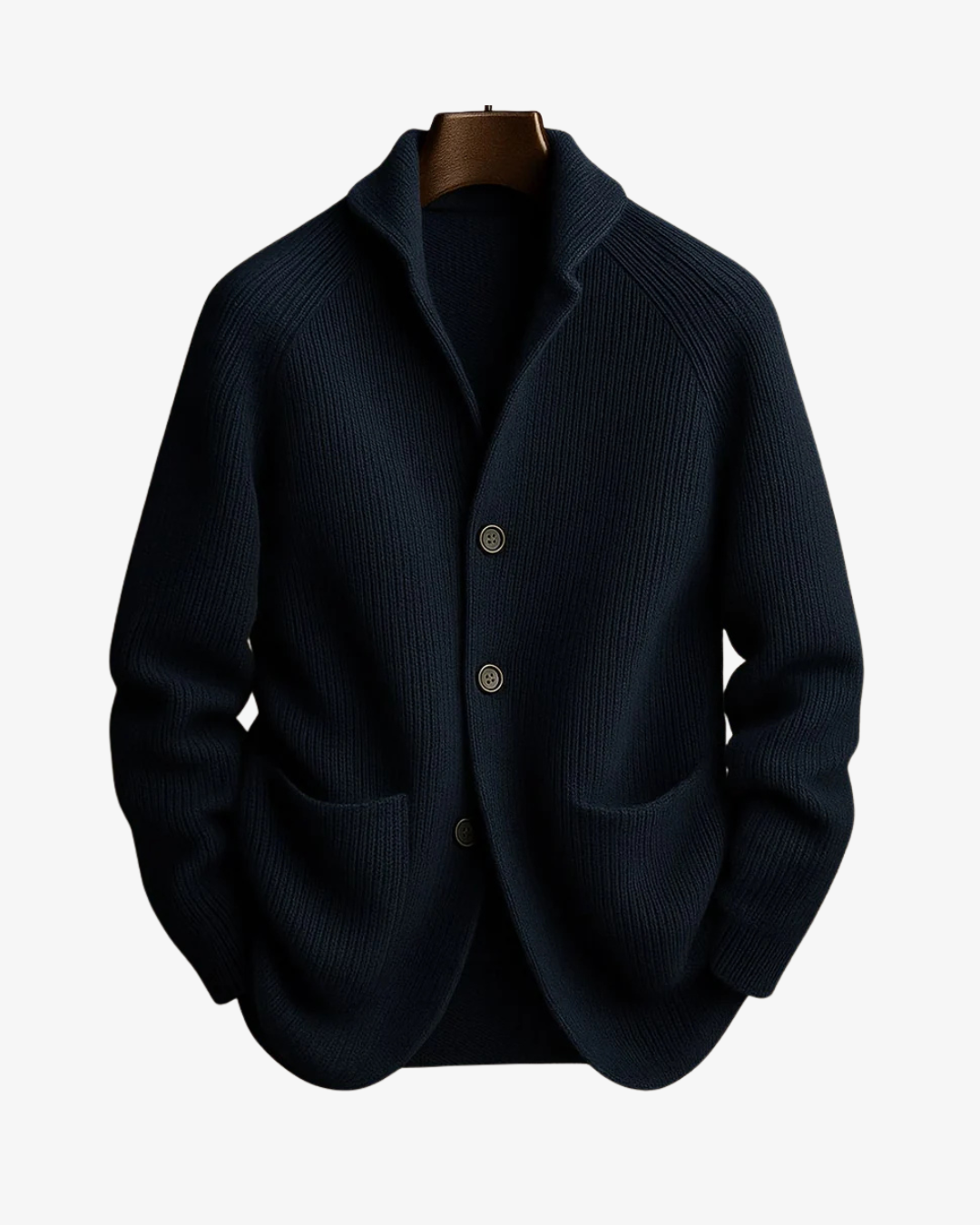 Tailored Button-Front Knit Cardigan